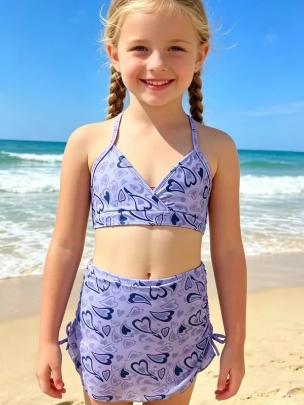 Kids' Heart-Print Swim Set