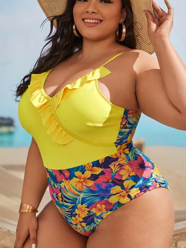 Plus-Size Ruffle Wrap Suit, style SH-PS-04