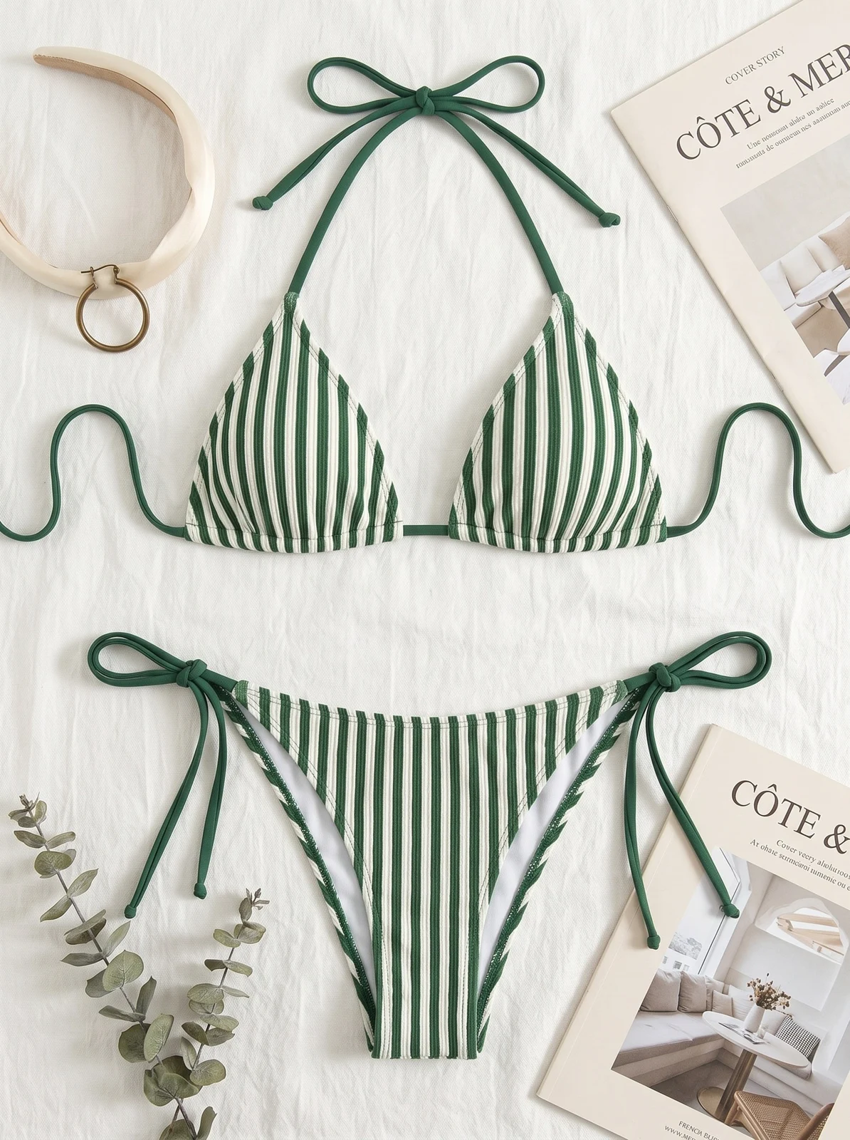 Striped Tie-Side Bikini, photograph 5