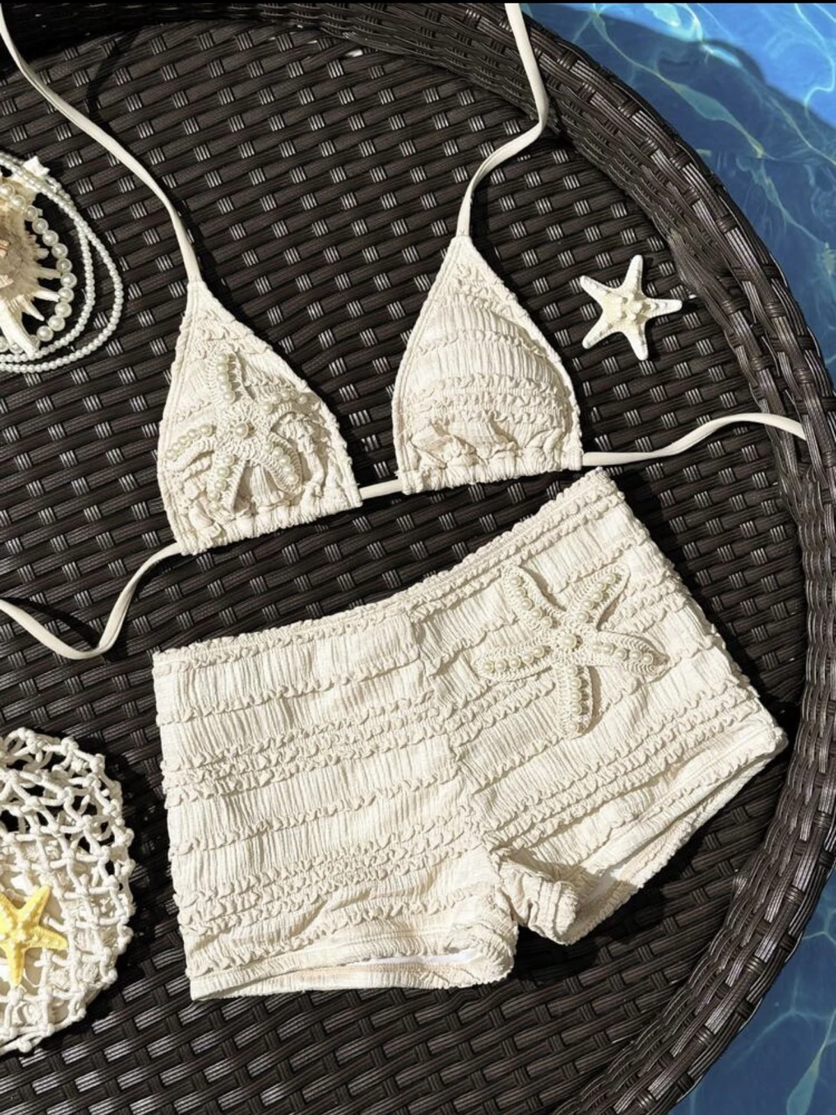 Ivory Triangle & Shorts Set, SH-BK-07, original product photograph