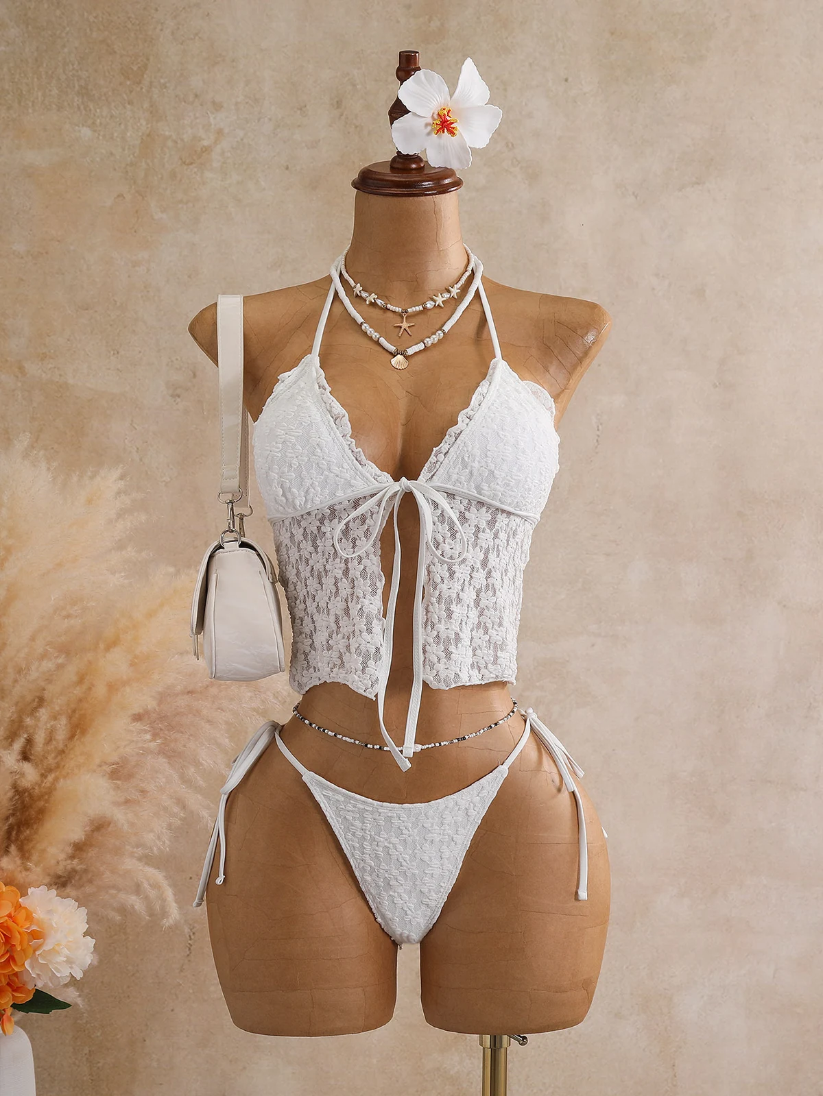 Ivory Lace Halter Set, photograph 2