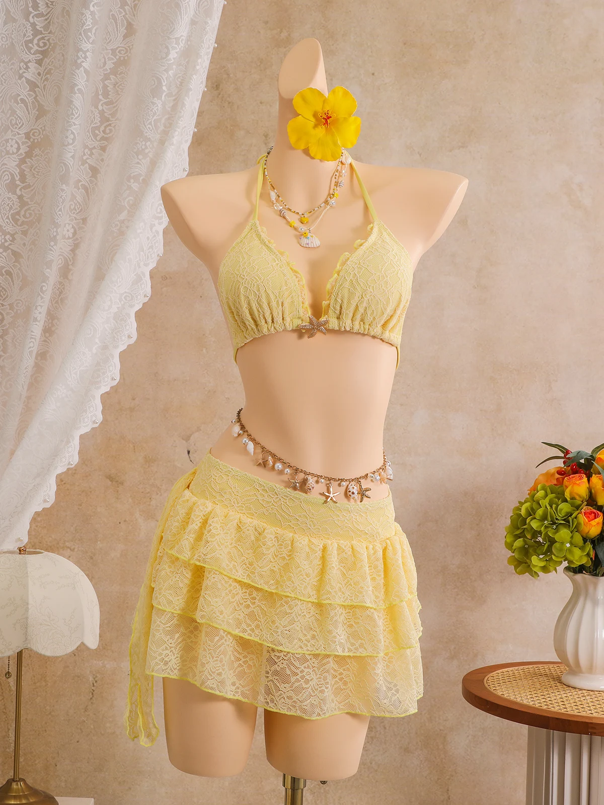 Lace Triangle & Skirt Set, photograph 3