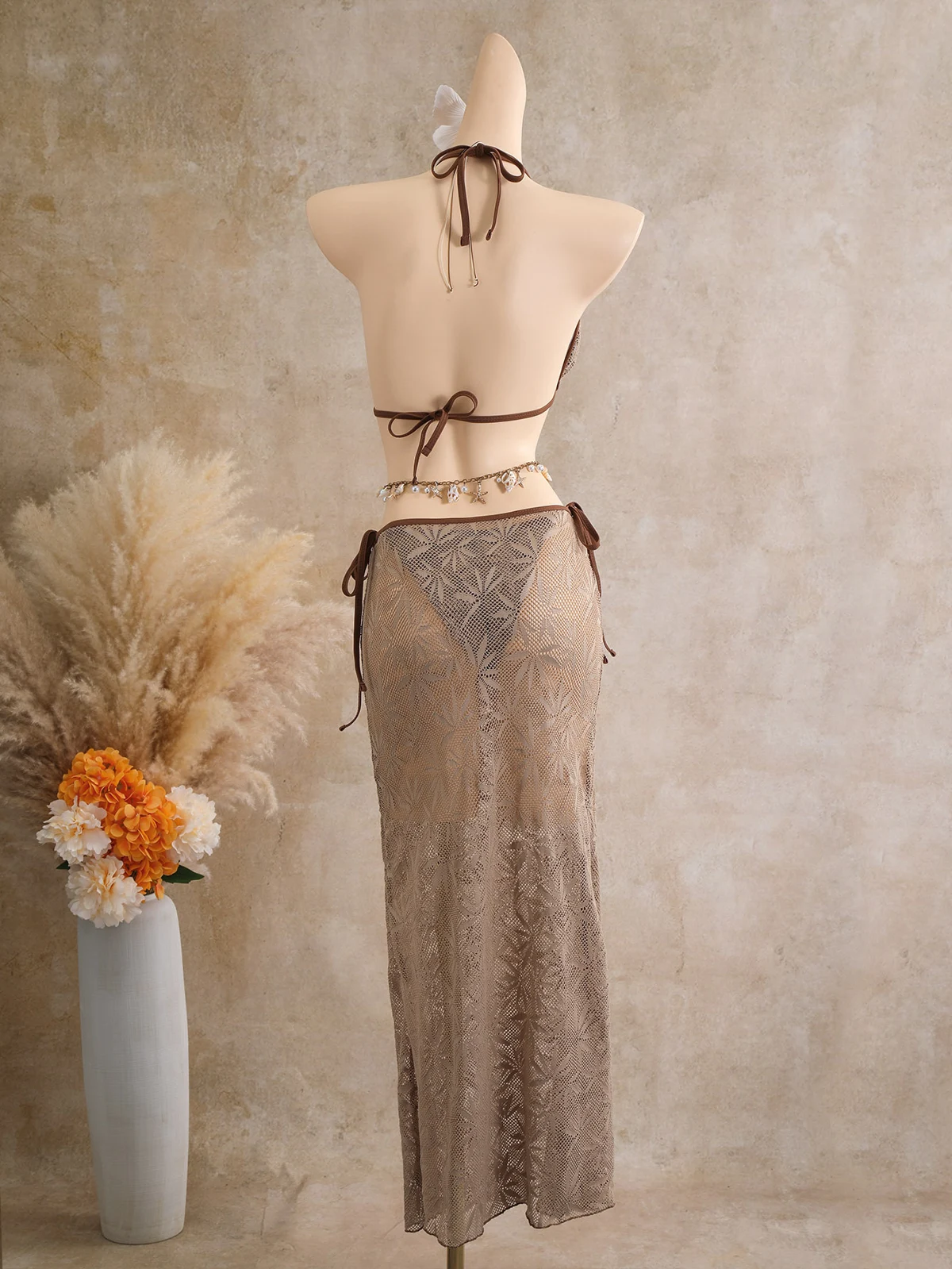 Leaf-Pattern Long Wrap Set, photograph 3
