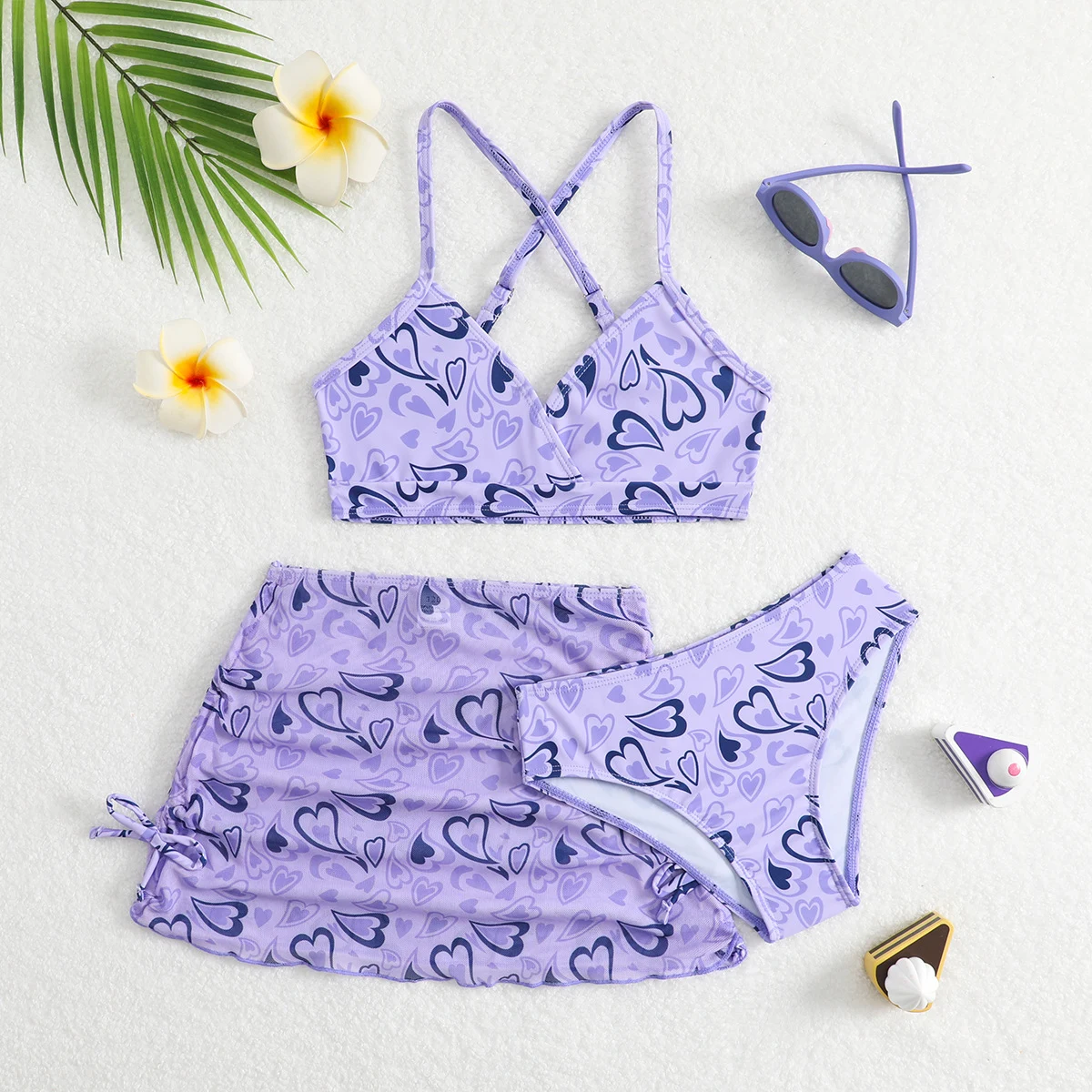 Kids' Heart-Print Swim Set, photograph 5