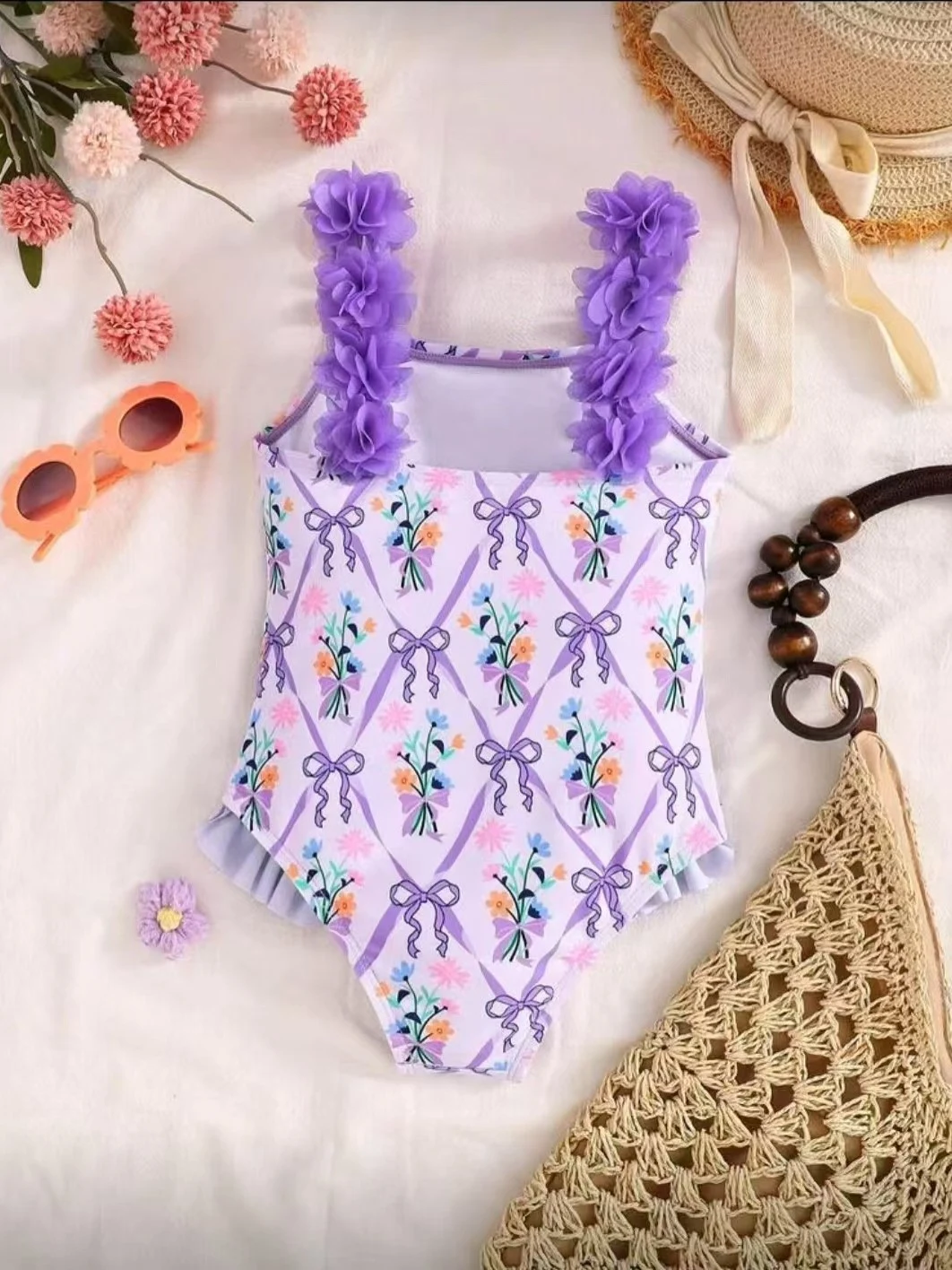 Kids' Floral Ruffle One-Piece, photograph 2