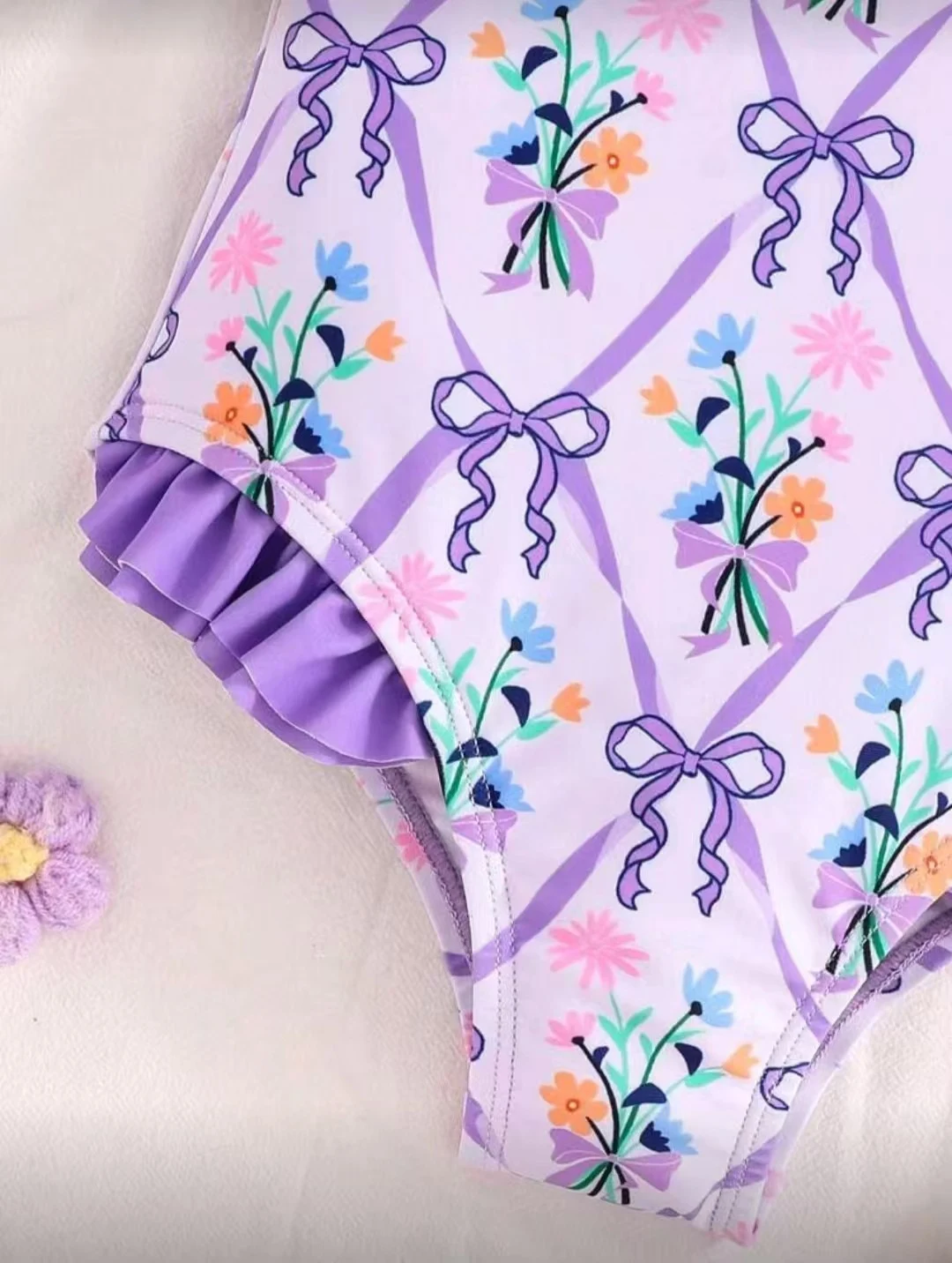 Kids' Floral Ruffle One-Piece, photograph 4