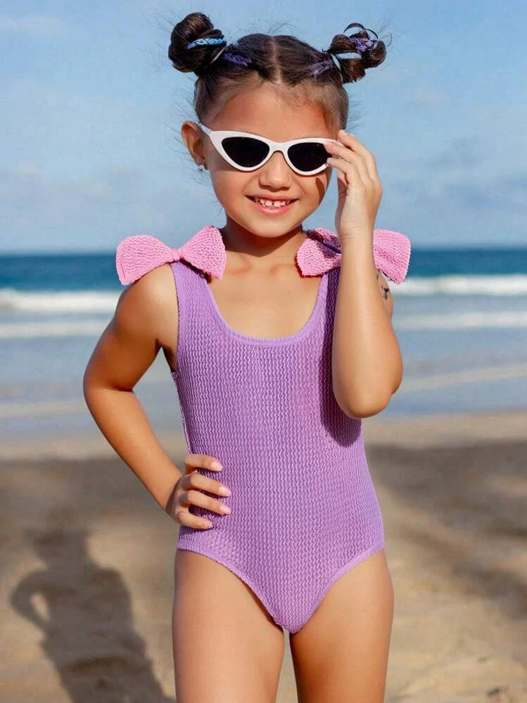 Kids' Bow-Shoulder One-Piece, SH-KD-13, original product photograph