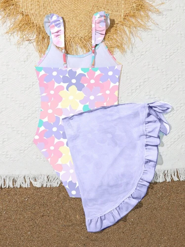 Kids' Pastel Floral One-Piece, photograph 3
