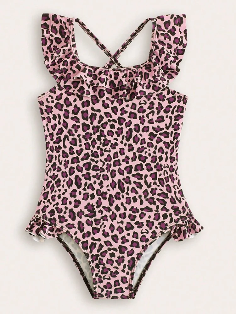 Kids' Leopard Ruffle One-Piece, photograph 2