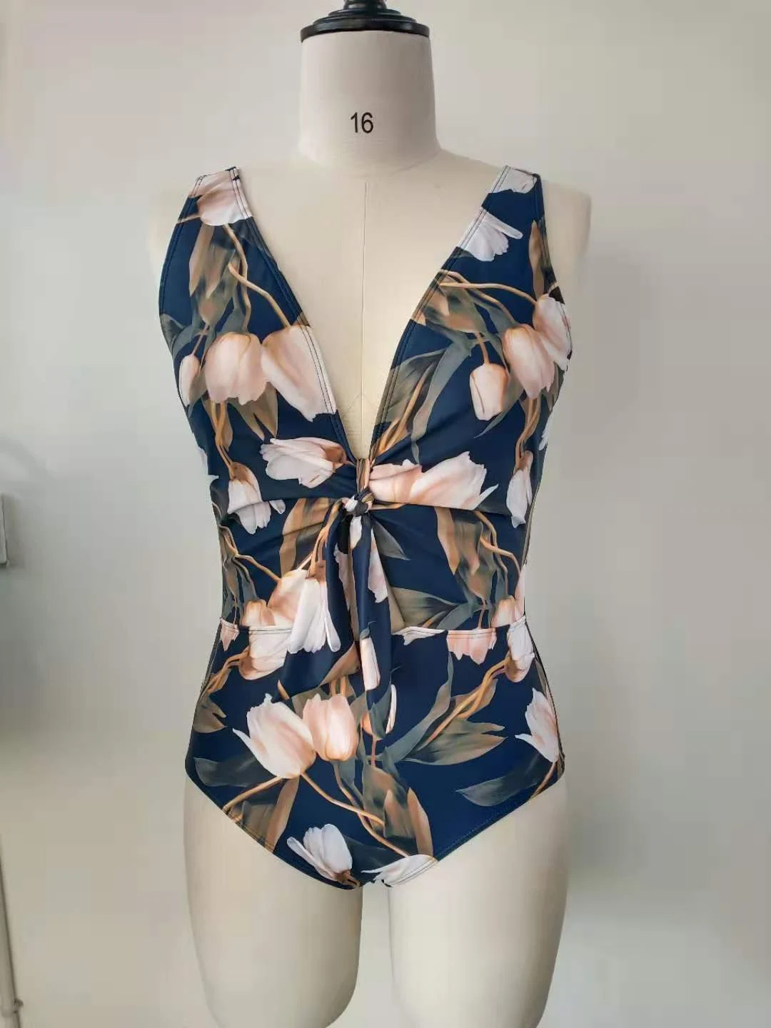 Plus-Size Floral Knot One-Piece