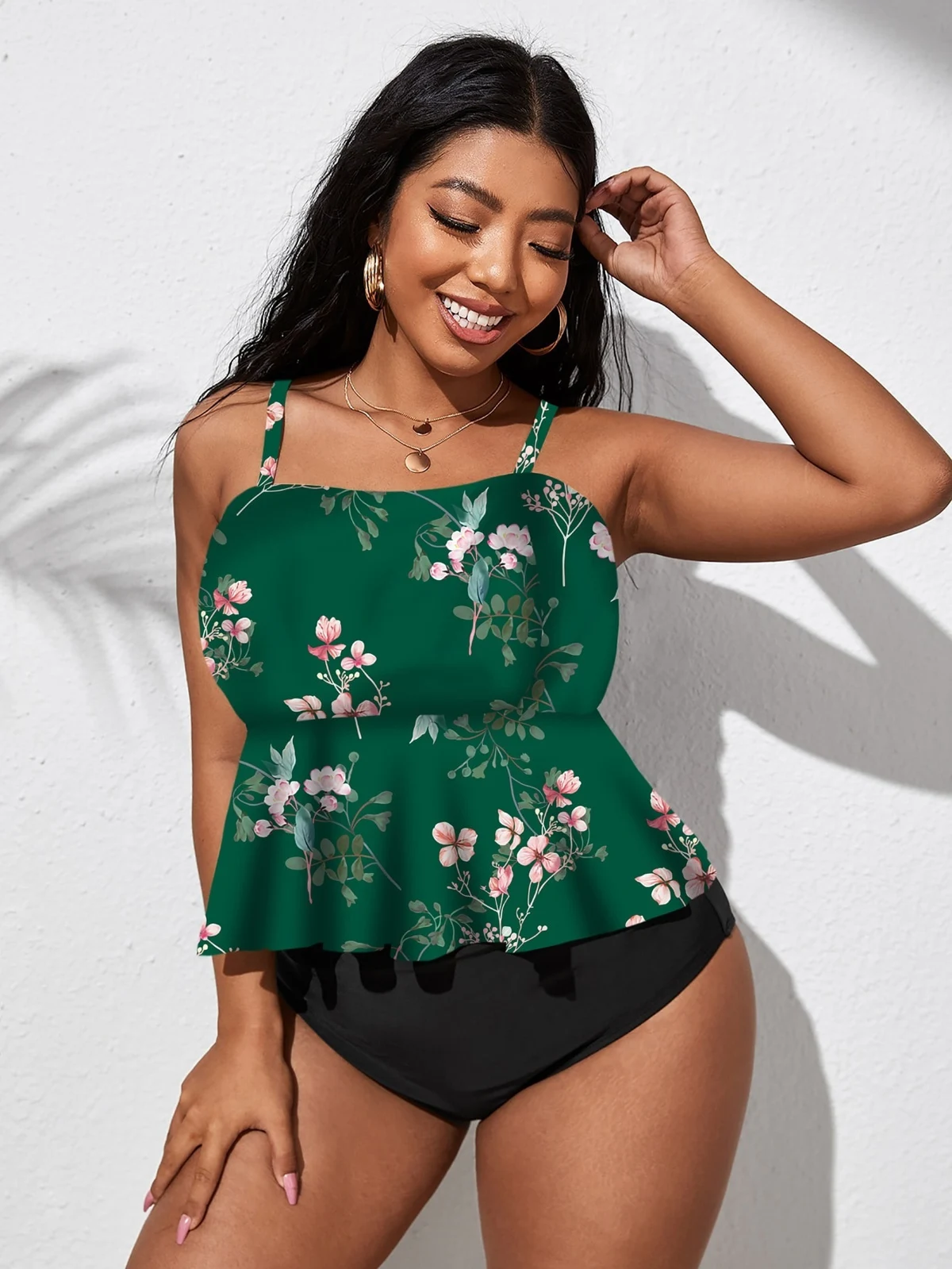 Plus-Size Floral Peplum Tankini, SH-PS-06, original product photograph