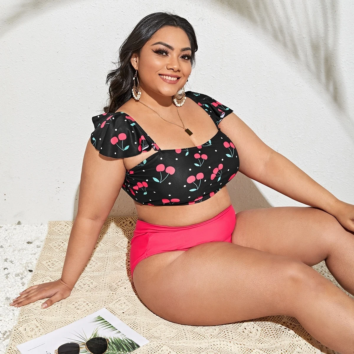 Plus-Size Cherry Ruffle Bikini, photograph 3