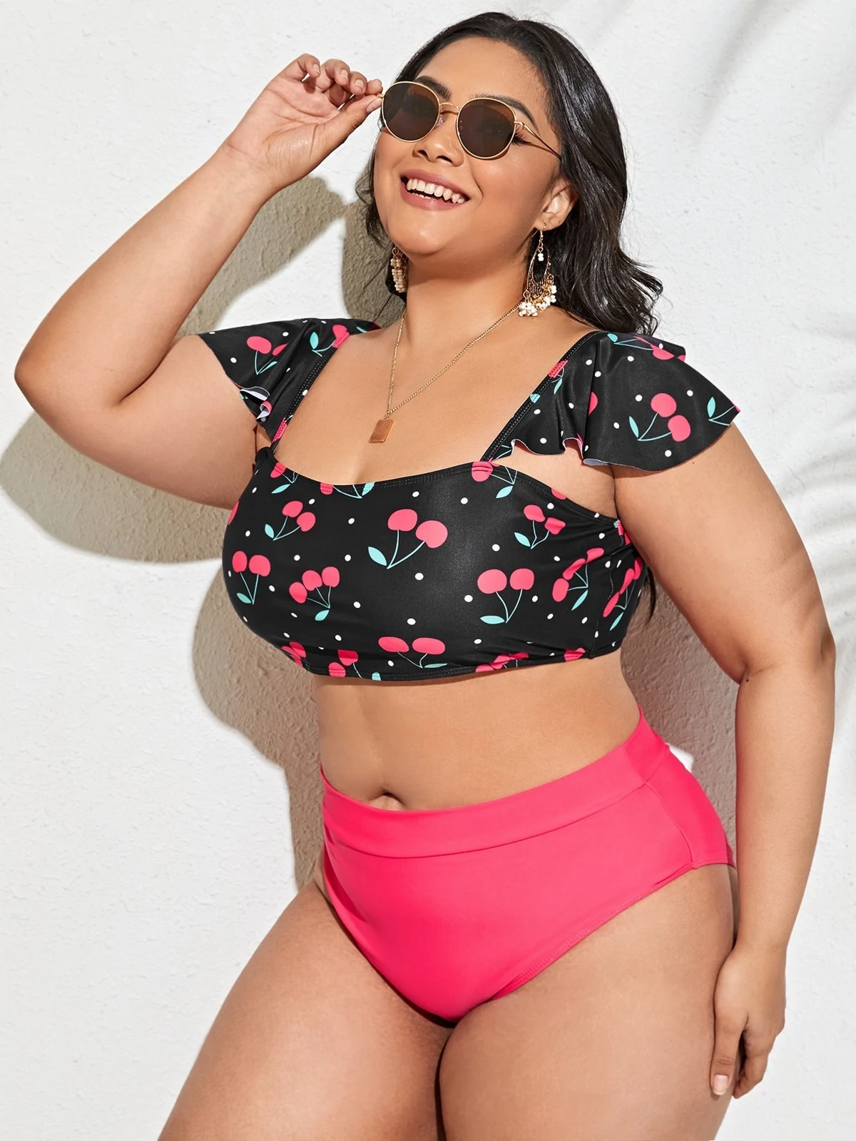 Plus-Size Cherry Ruffle Bikini, SH-PS-20, original product photograph