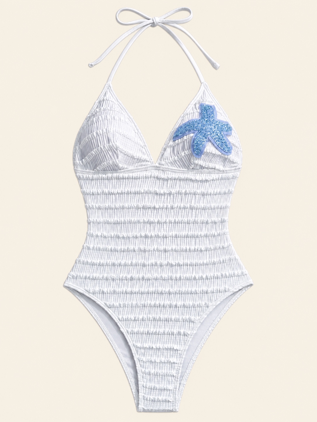 A textured one-piece swimsuit used as a product reference for an initial brief